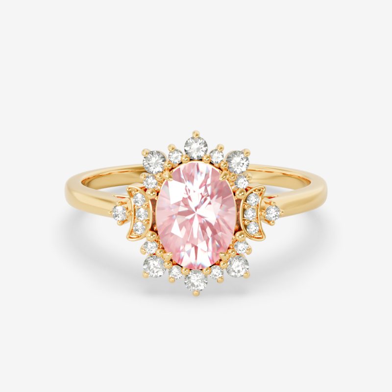 Victoria – pink oval gemstone with diamond accents