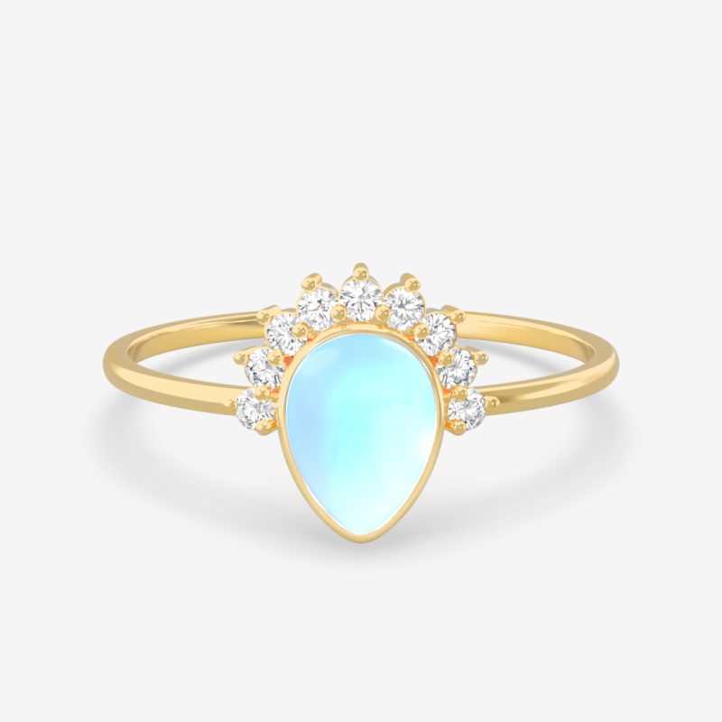 Liora – pear-shaped moonstone with diamond brilliance