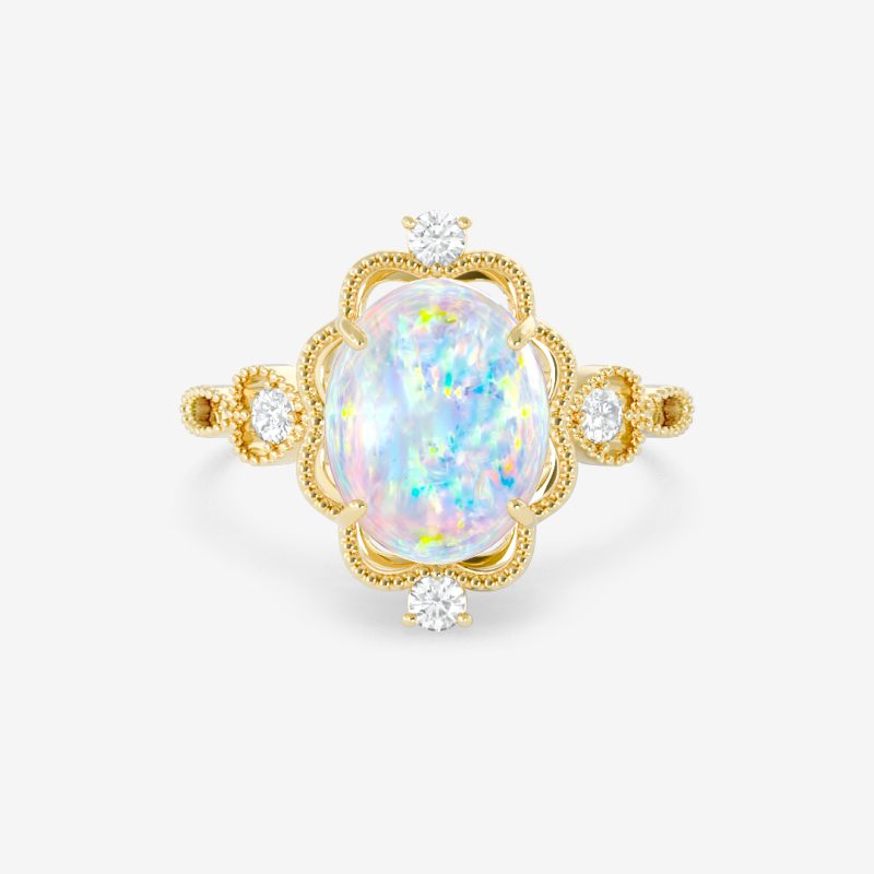 Elara – romantic opal center with vintage diamond details