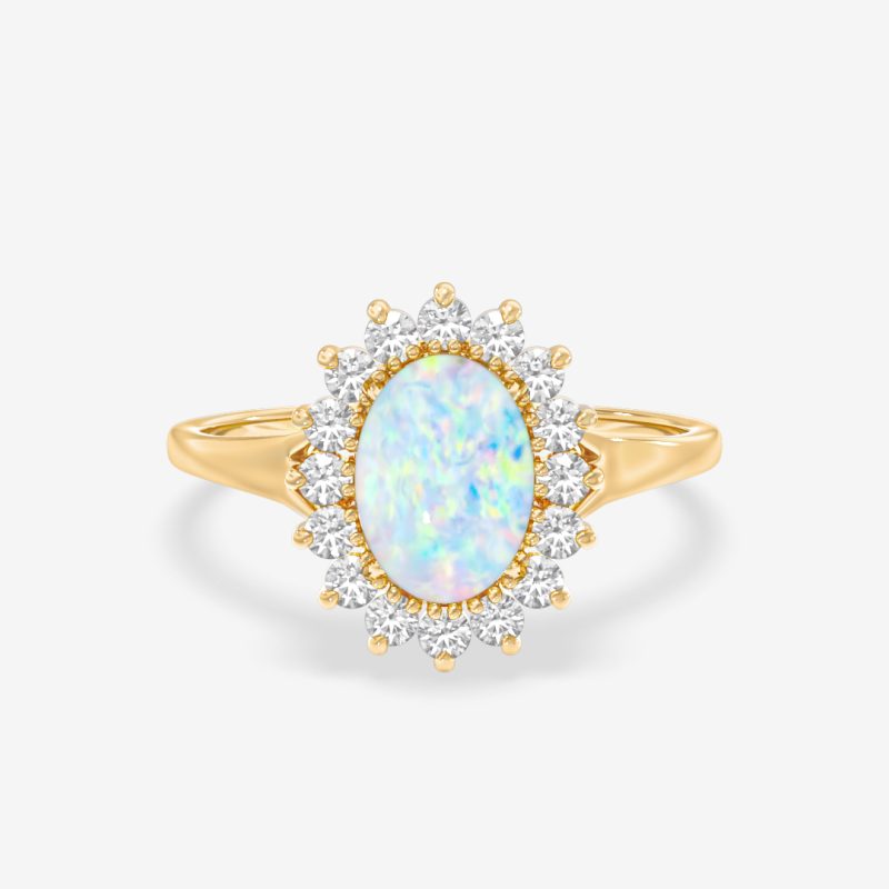 Helen – Oval Opal Halo Ring