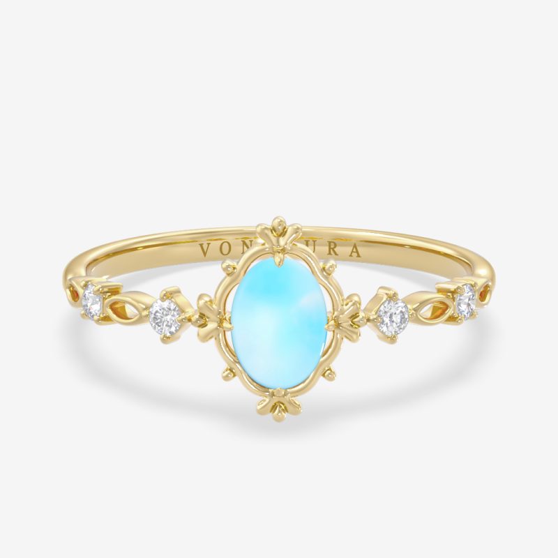 Florence – Oval Moonstone Ring with Diamonds
