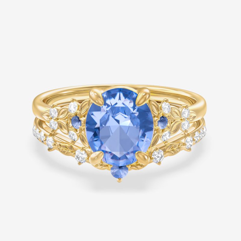 Vivienne – Oval Sapphire Ring Set