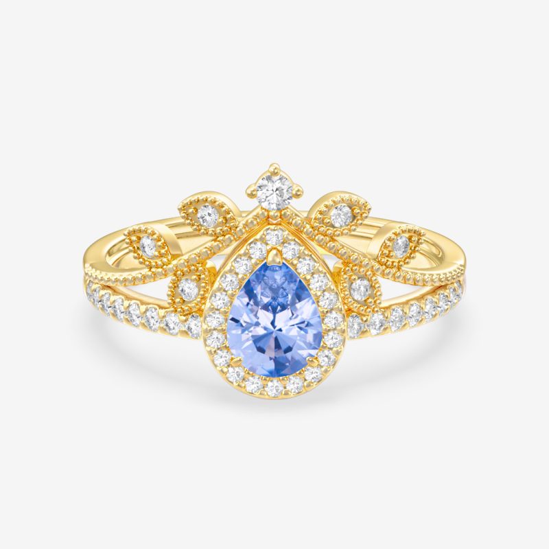 Genevieve – Pear Sapphire Ring Set